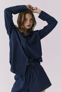 Chaser Paso Navy Button Up in Navy with relaxed collar and button front detail