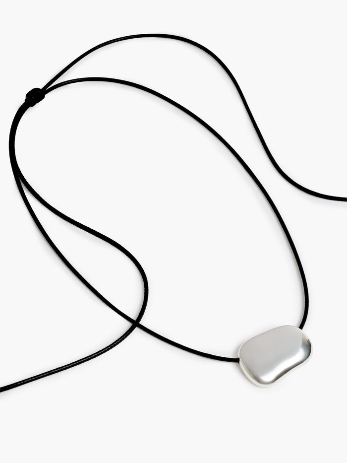 Pebble Black Tie Necklace