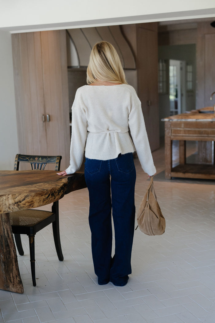 Peplum Sweater Top-Cream