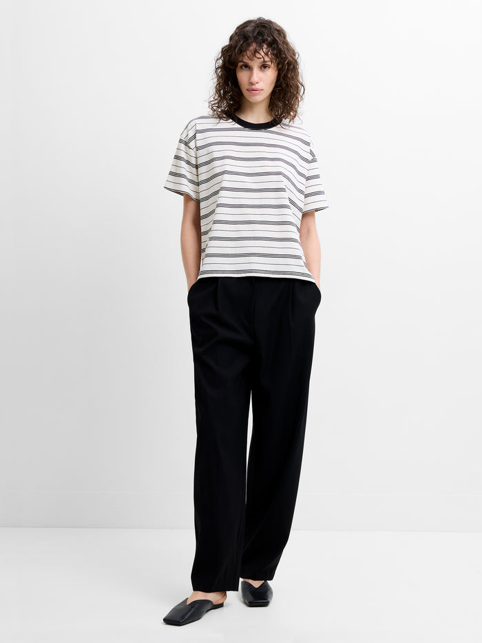 Pernille Jersey Monochrome Striped Boyfriend T-Shirt