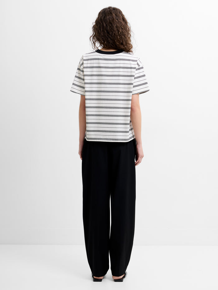 Pernille Jersey Monochrome Striped Boyfriend T-Shirt
