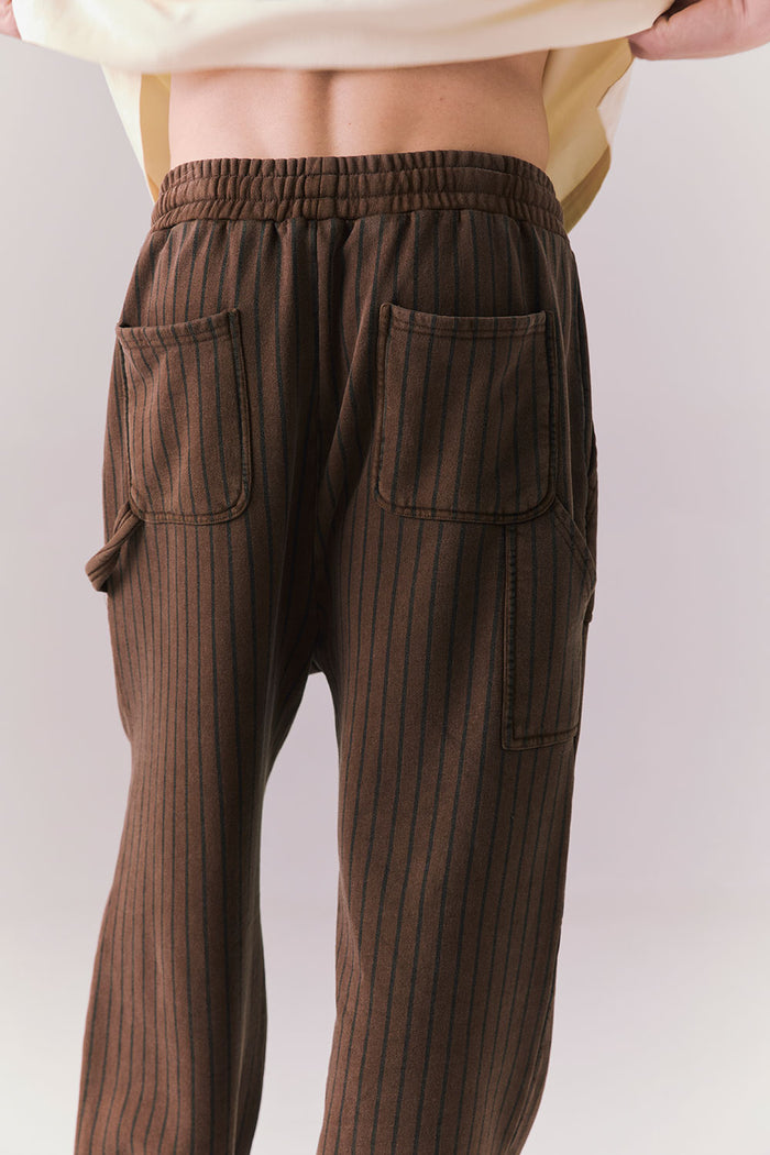 Back view of Pinstripe Joggers with tailored fit.