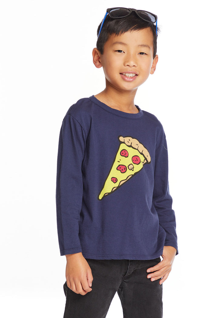 Pizza Love Boys Long Sleeve Crew Neck Tee Boys chaserbrand