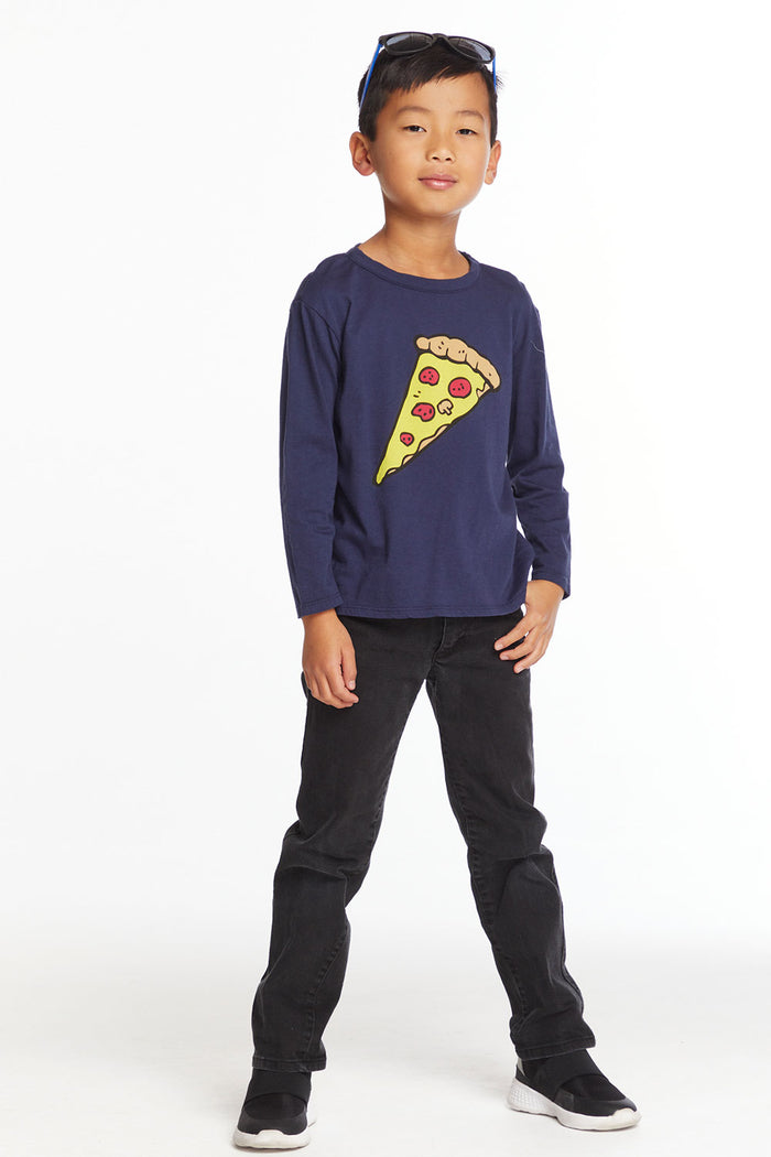 Pizza Love Boys Long Sleeve Crew Neck Tee Boys chaserbrand