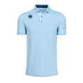 Wolf Blue Pima Cotton Golf Polo with Wolf Icon Emblem - Front View | Greyson Clothiers