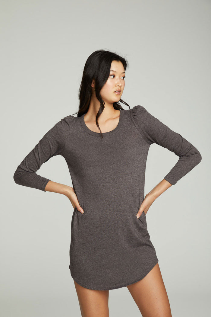 Puff Sleeve Shirttail Hi Lo Dress WOMENS chaserbrand