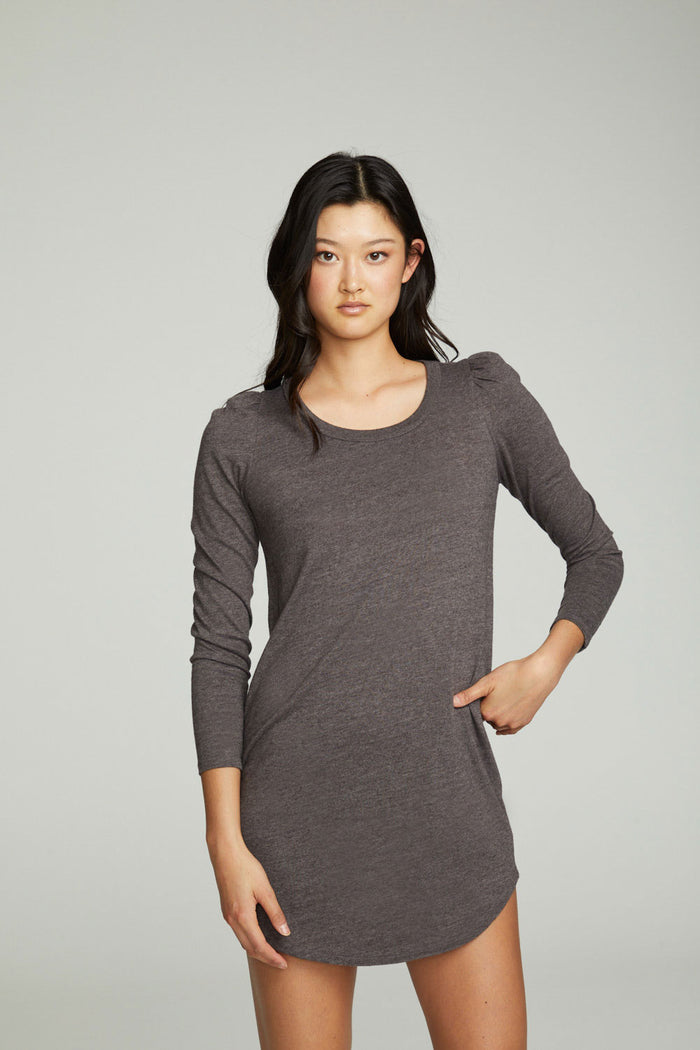Puff Sleeve Shirttail Hi Lo Dress WOMENS chaserbrand
