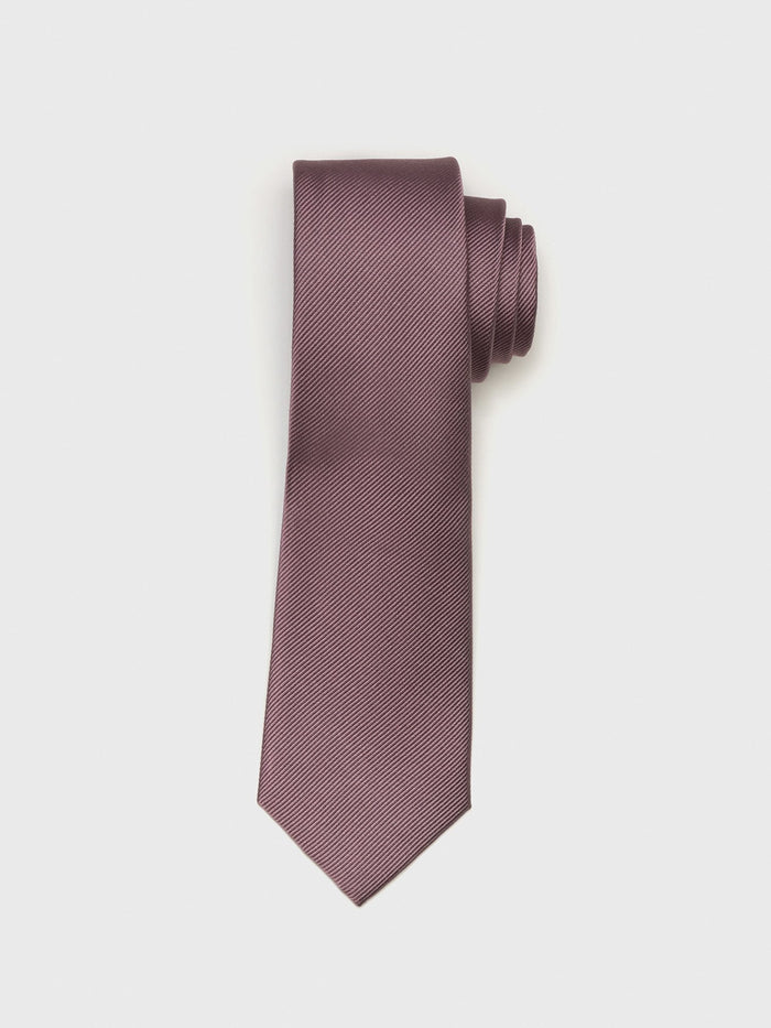 Quartz silk necktie with twill texture, partially rolled, on white background
