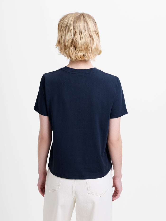 Rallie Ruched Front Navy Regular Fit T-Shirt