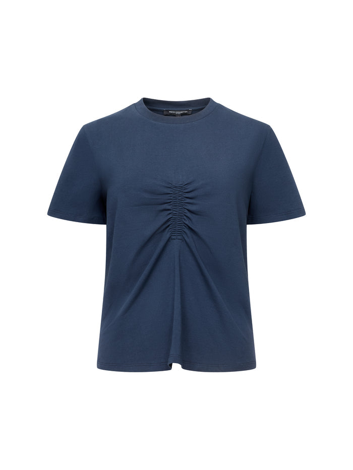 Rallie Ruched Front Navy Regular Fit T-Shirt