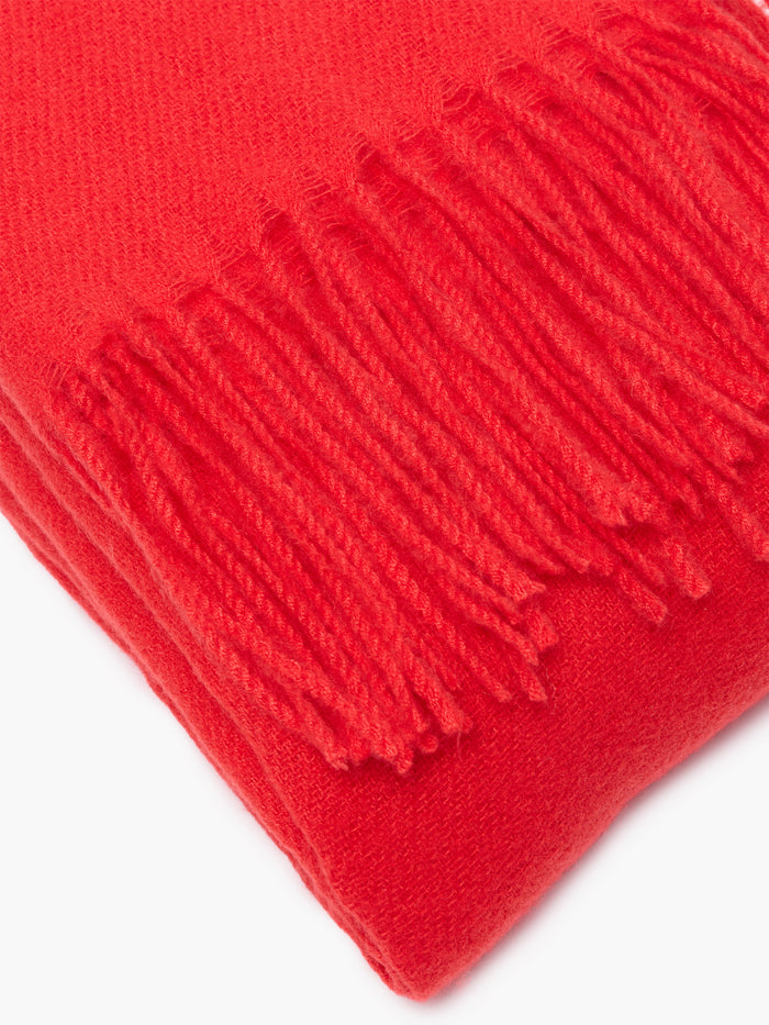 Red Lightweight Brushed Fringed Scarf