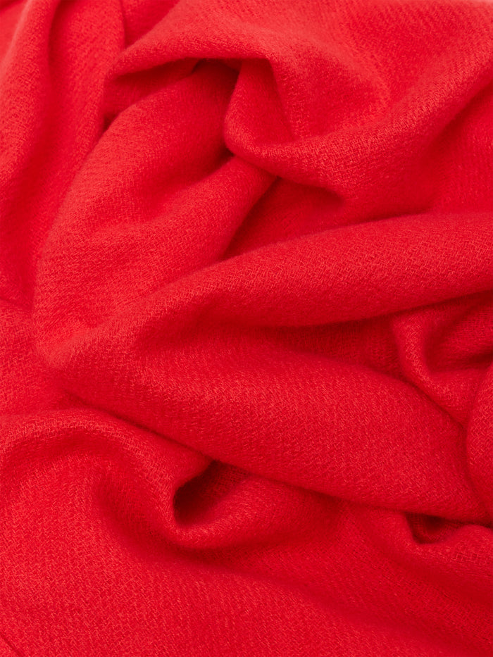 Red Lightweight Brushed Fringed Scarf