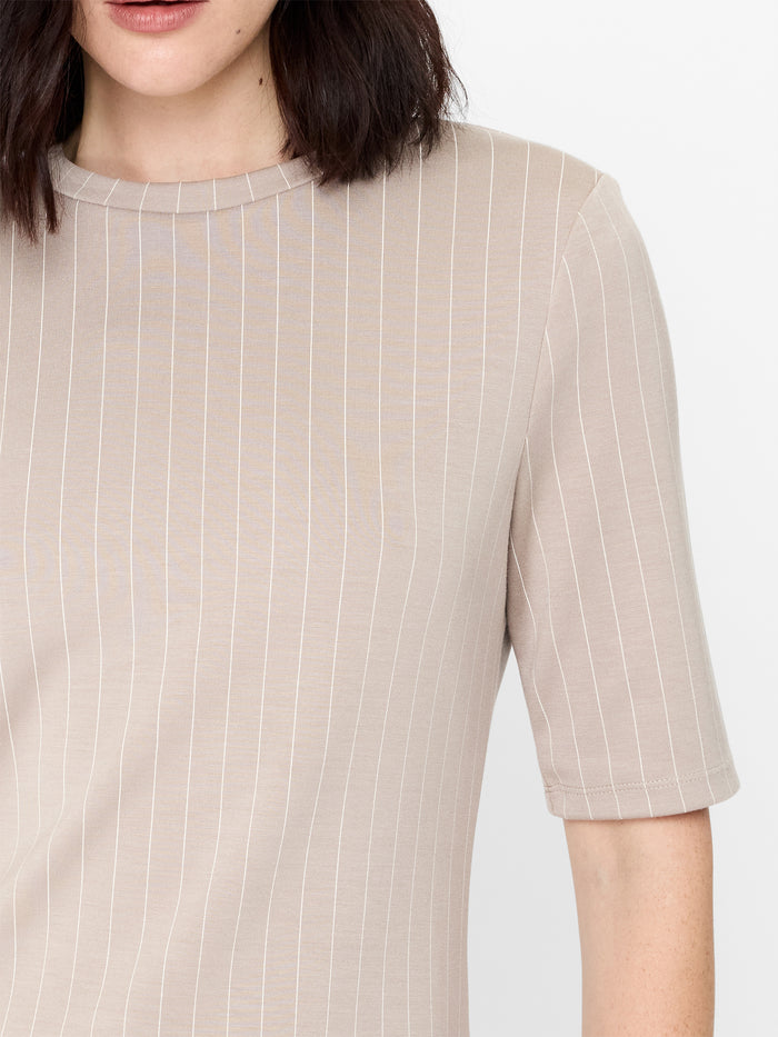 Regina Brown Pinstripe Jersey Shoulder Pad T-Shirt
