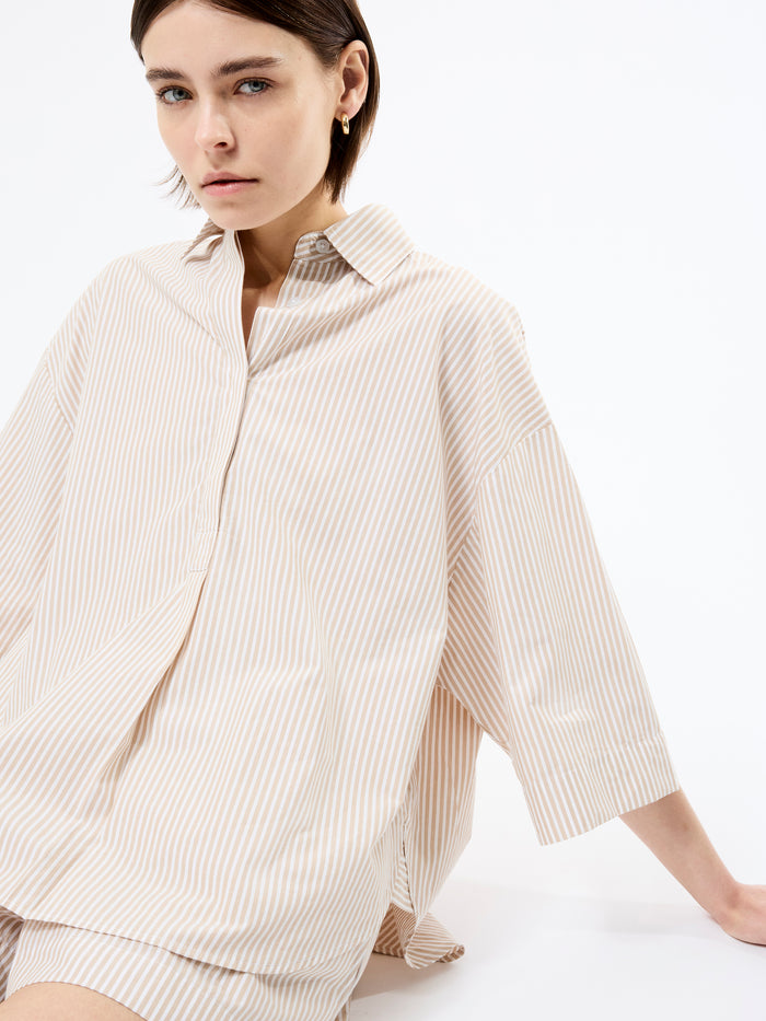 Rhodes Poplin Stripe Popover Shirt