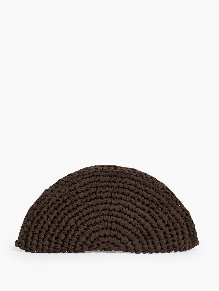 Ribbon Crochet Brown Clutch Bag