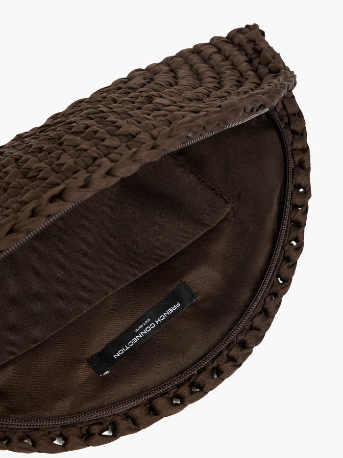 Ribbon Crochet Brown Clutch Bag