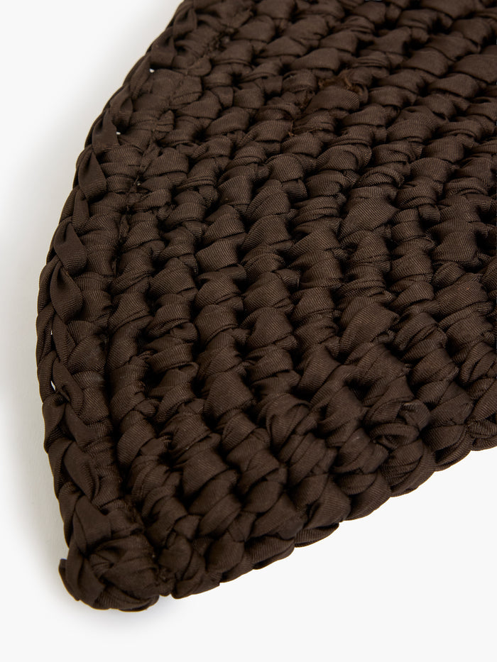 Ribbon Crochet Brown Clutch Bag