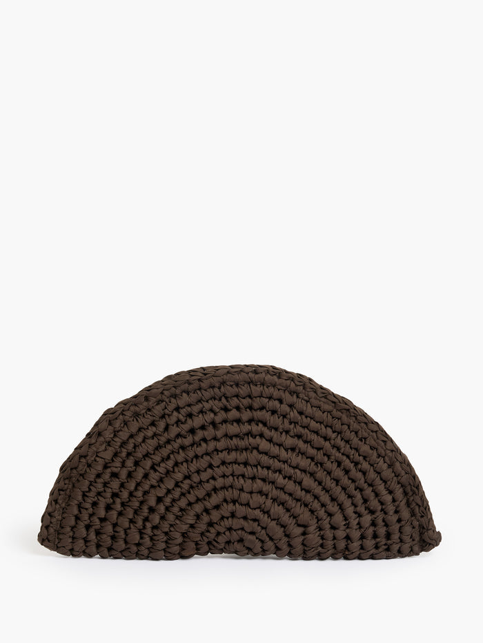 Ribbon Crochet Brown Clutch Bag