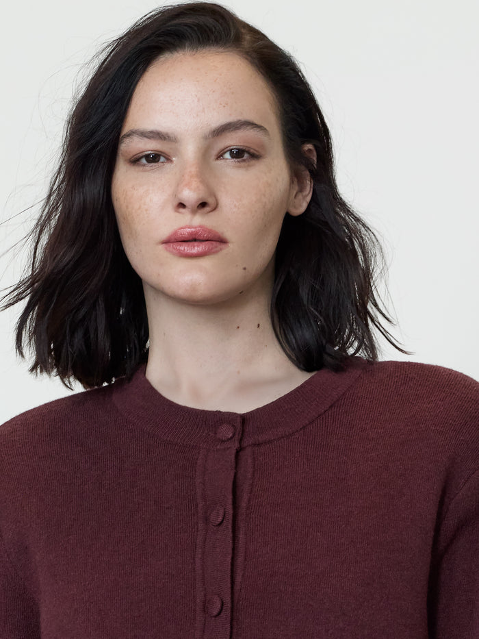Riri Burgundy Knit Button Through Cardigan
