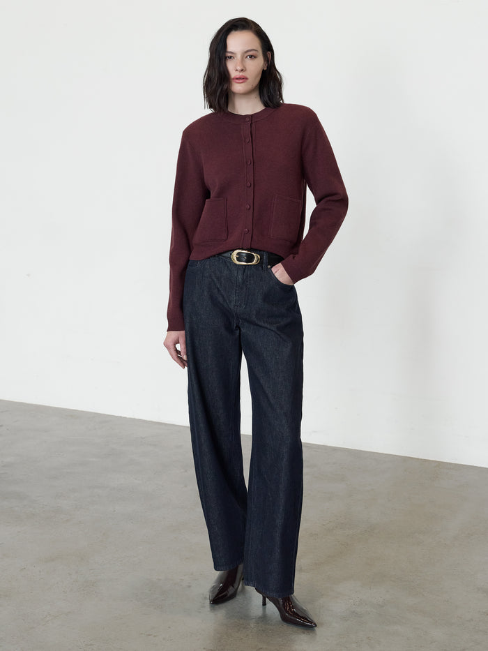 Riri Burgundy Knit Button Through Cardigan