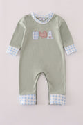 Sage pumpkin turkey applique romper boys