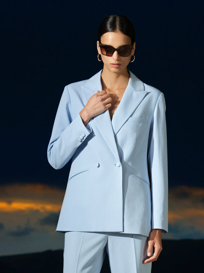 Sammie Tailored Light Blue Double Breasted Blazer