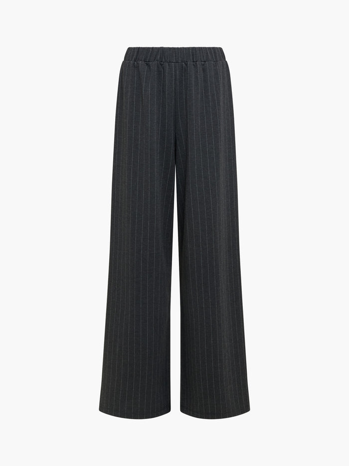 Sarai Grey Pinstripe Pull-On Wide Leg Trousers