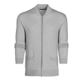 Light Grey Heather Merino Wool Full-Zip Sweater Front View - Saratoga | Greyson Clothiers