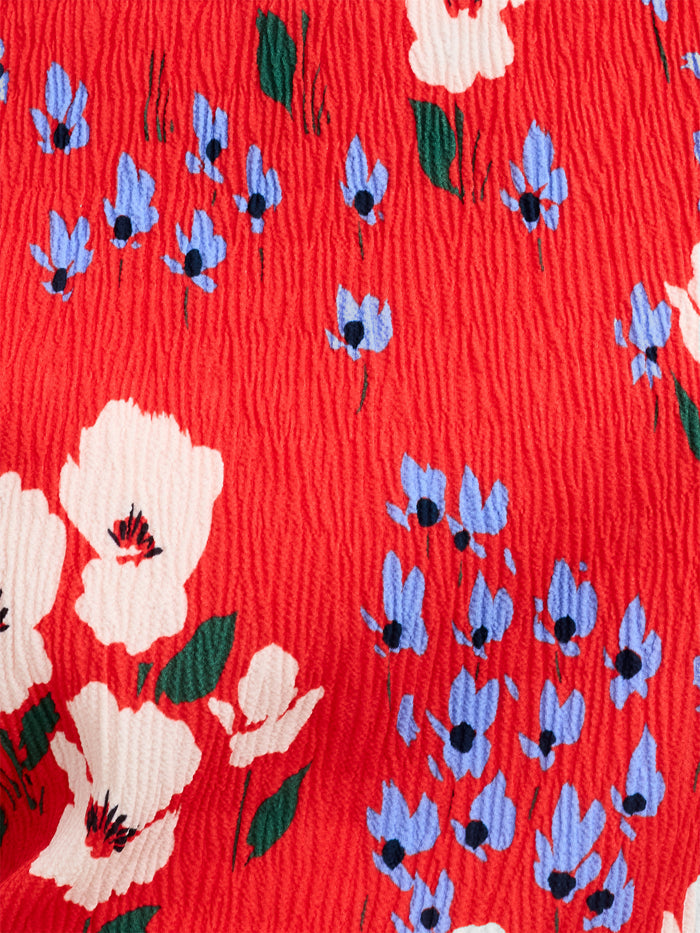 Scarlett Red Crinkle Floral Midi Dress