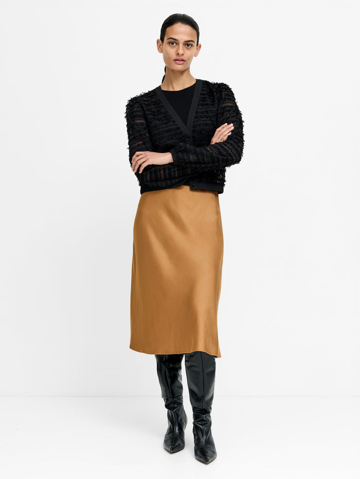 Sera Bronze Eco Satin Midi Skirt