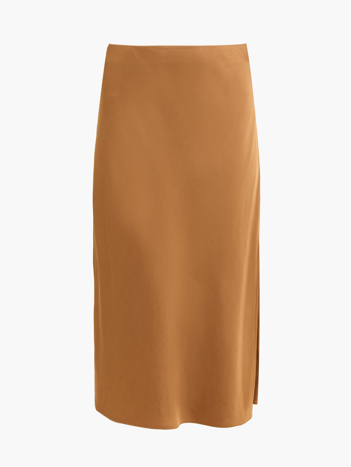 Sera Bronze Eco Satin Midi Skirt
