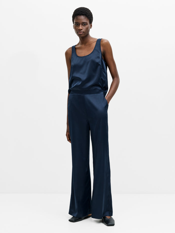 Sera Satin Elasticated Wide Leg Trousers
