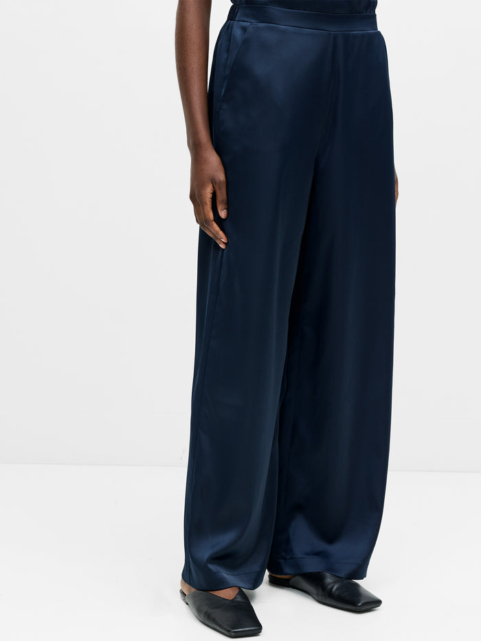 Sera Satin Elasticated Wide Leg Trousers