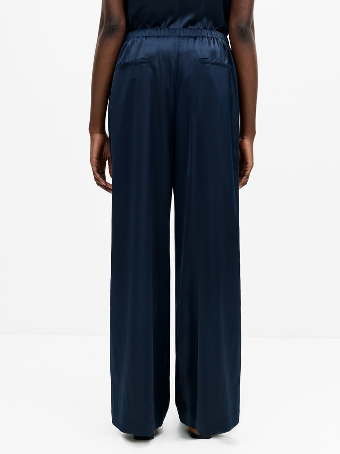 Sera Satin Elasticated Wide Leg Trousers