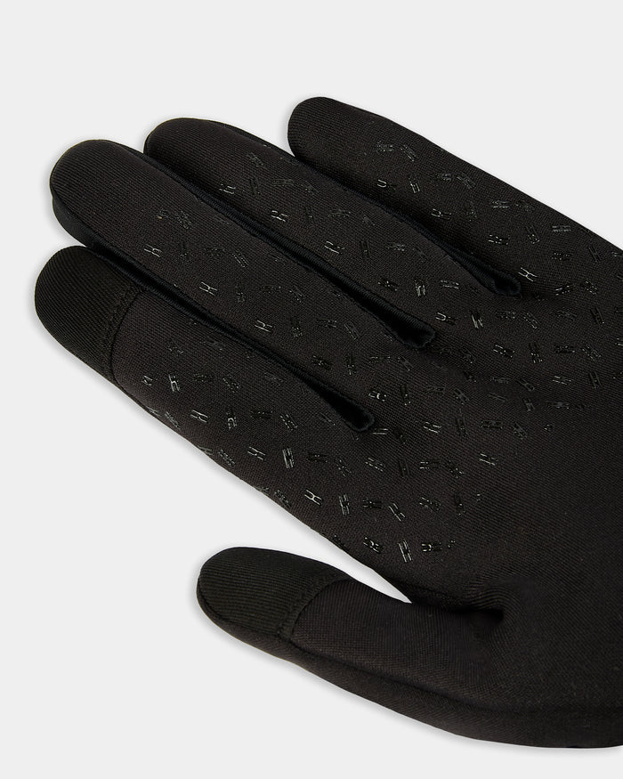 Black gloves with textured palm on a white background