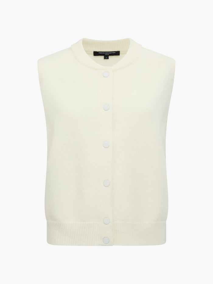 Shae Knit Sleeveless White Bomber Vest
