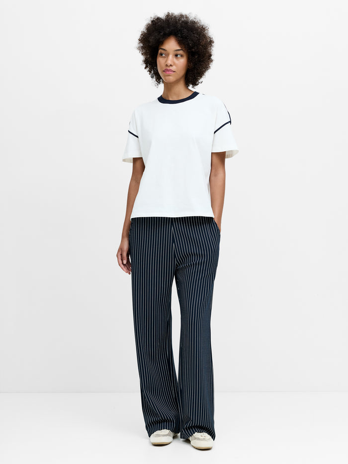 Shainey White Plush Contrast Trim T-Shirt