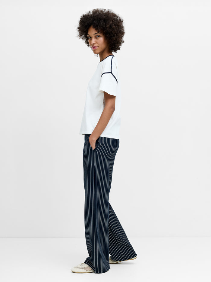 Shainey White Plush Contrast Trim T-Shirt