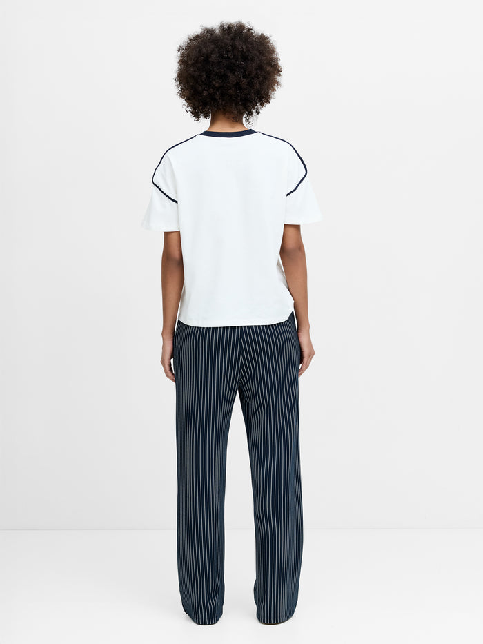 Shainey White Plush Contrast Trim T-Shirt