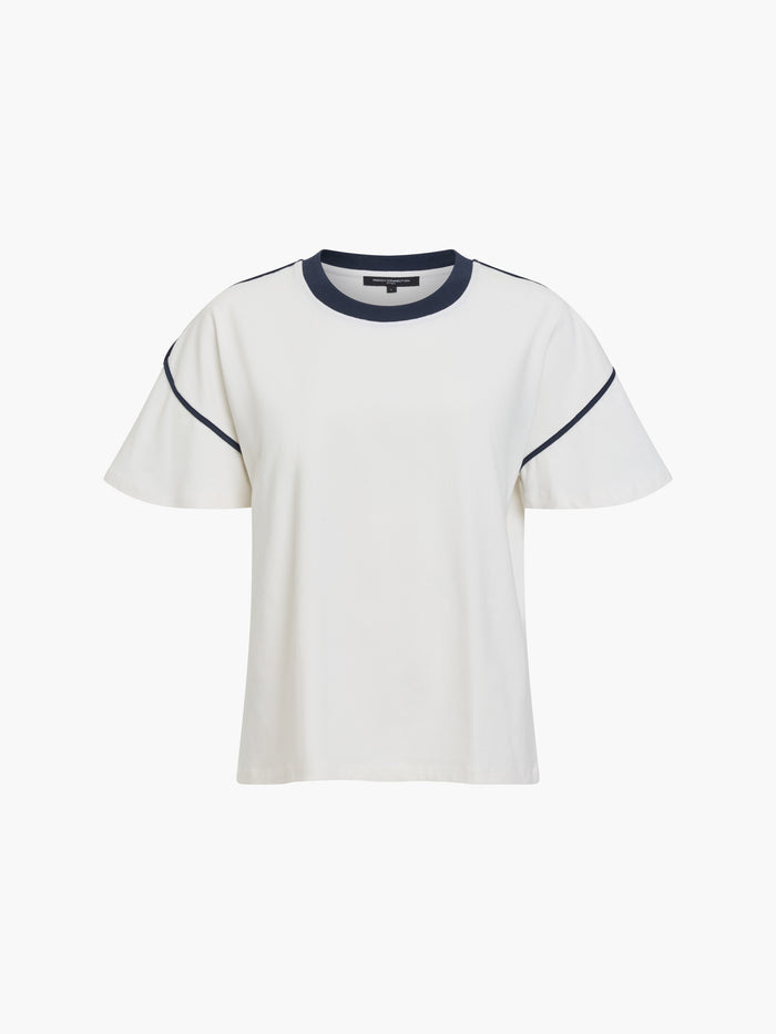 Shainey White Plush Contrast Trim T-Shirt