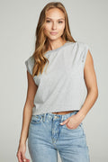 Shirred Muscle Tee With Twisted Roll Sleeve WOMENS chaserbrand