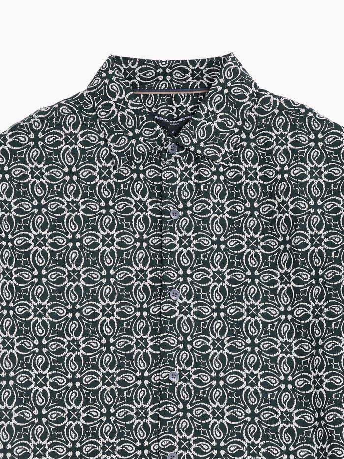 Short Sleeve Floral Print Navy Shirt