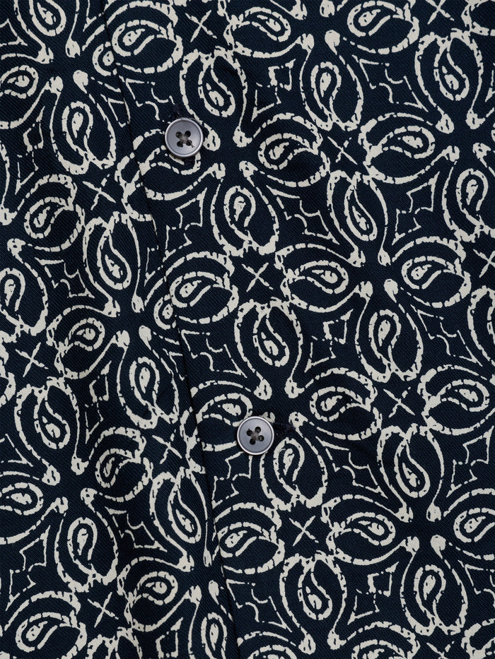 Short Sleeve Floral Print Navy Shirt