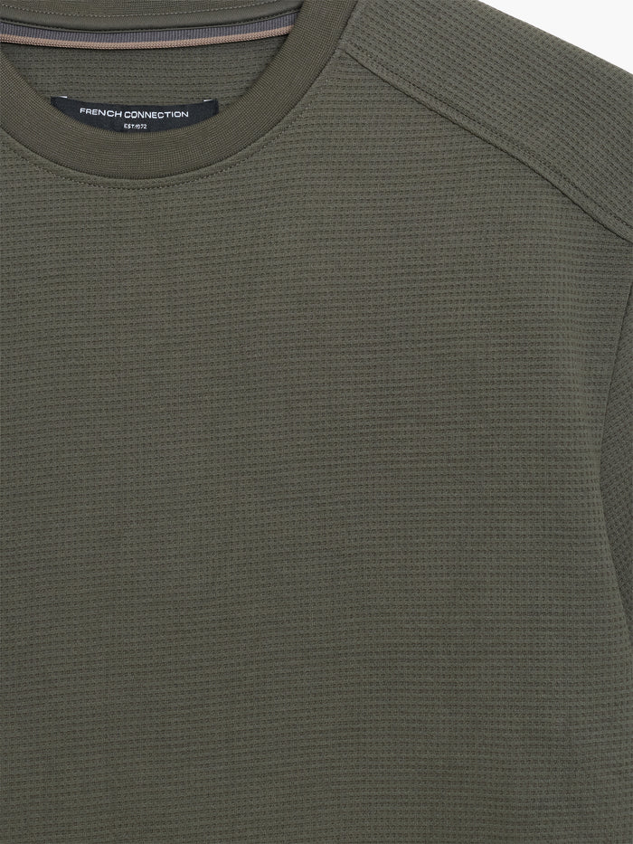Short Sleeve Khaki Green Waffle Jersey T-Shirt