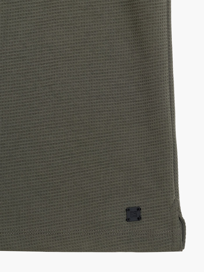 Short Sleeve Khaki Green Waffle Jersey T-Shirt