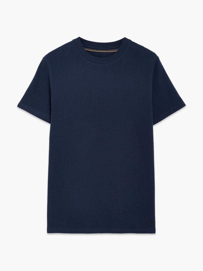 Short Sleeve Ottoman Texture Dark Blue T-Shirt