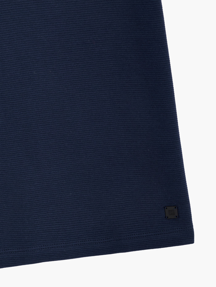 Short Sleeve Ottoman Texture Dark Blue T-Shirt
