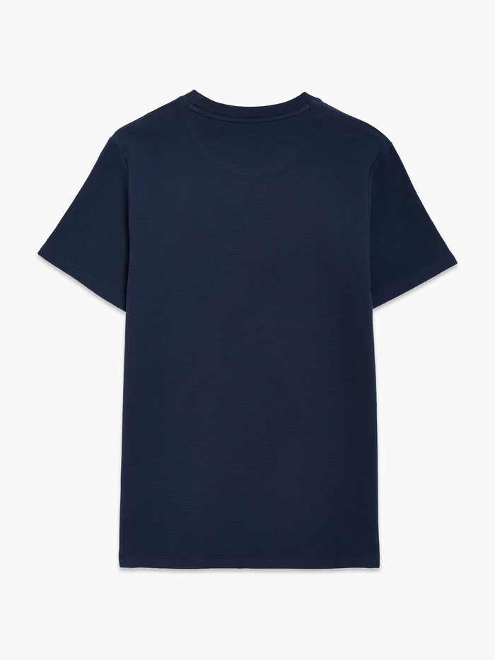 Short Sleeve Ottoman Texture Dark Blue T-Shirt