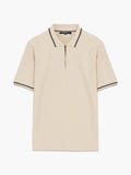 Short Sleeve Phased Twill Zip Knit Polo Shirt