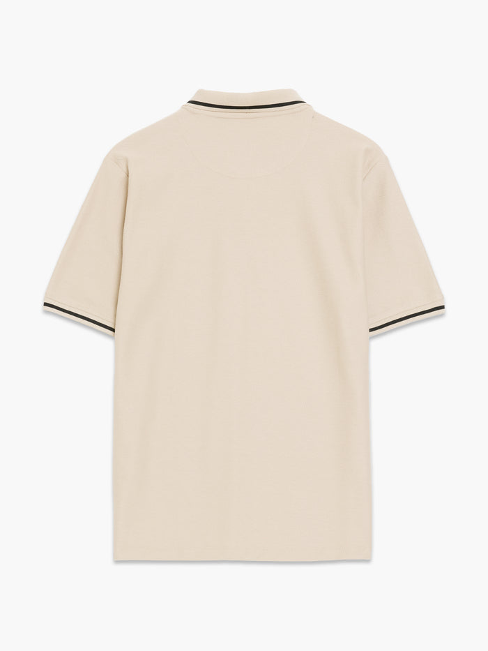Short Sleeve Phased Twill Zip Knit Polo Shirt